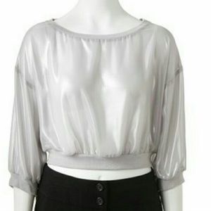 Silver Sheer Foil Crop Top