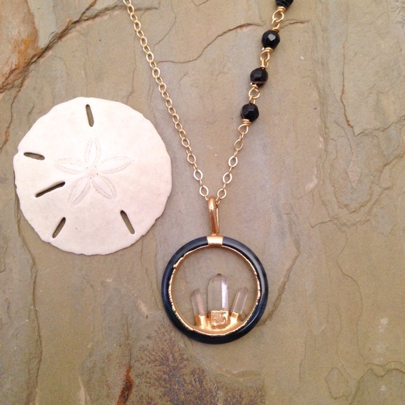 Onyx and Crystal point necklace