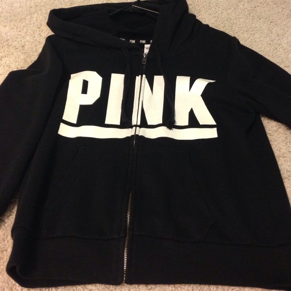 PINK black and white hoodie, like new