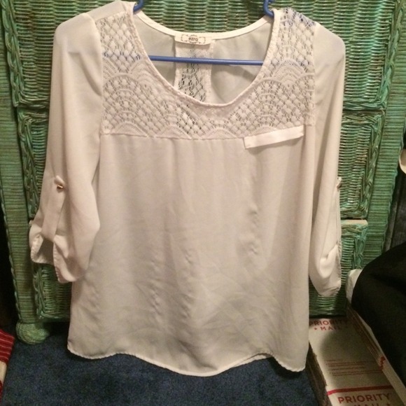 White 3/4 sheer top