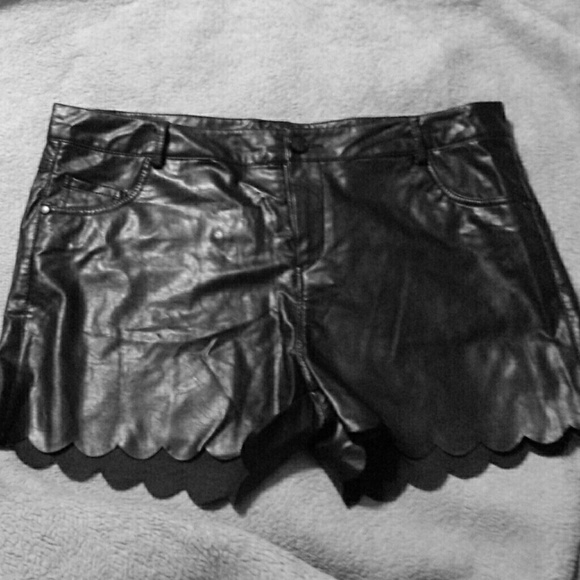 Never worn!! Black Faux leather shorts