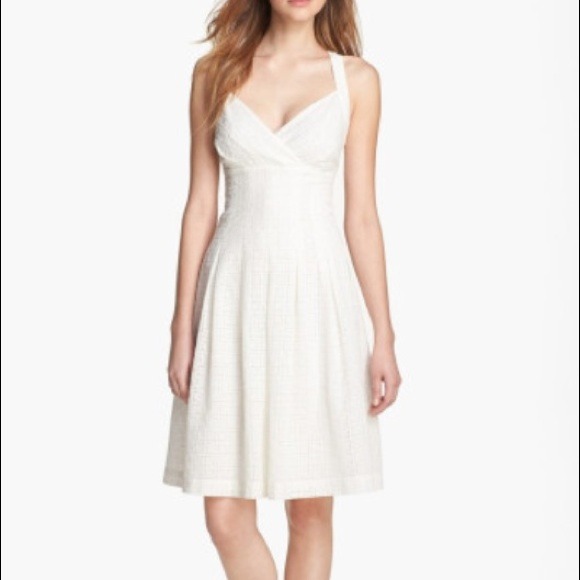 White eyelet fit & flare dress