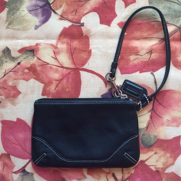 Black leather Coach wristlet