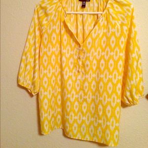 Yellow 3/4 sleeve blouse. Great for work!