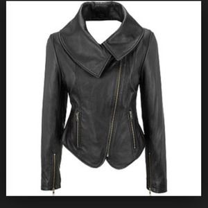 Nine West leather jacket with envelope collar