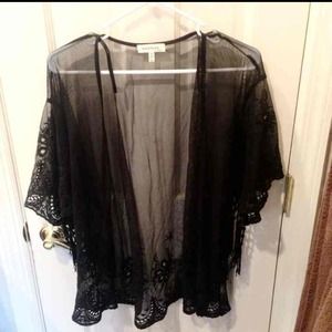 Monteau Black Lace Kimono