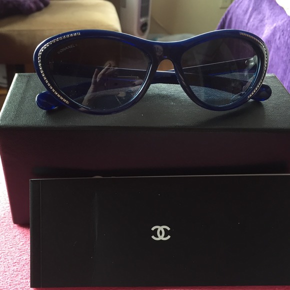 CHANEL Accessories - Chanel navy blue sunglasses. Just lowered price