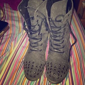 Black studded combat boots