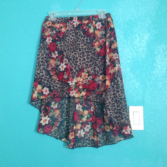Leopard floral skirt