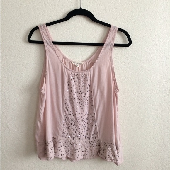 American Eagle blush pink sequined tank top