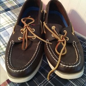 Dark Brown Leather Sperry boat shoes