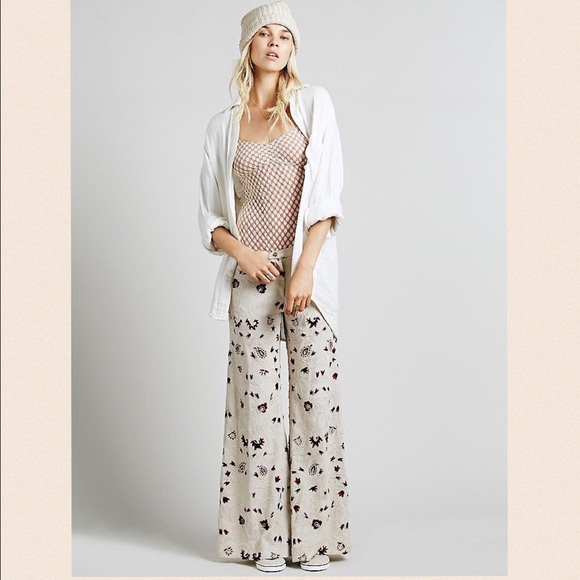 Free People Pants - Free People Embroidered Wide Leg
