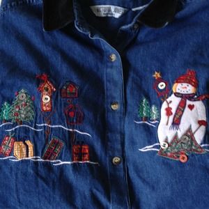 Denim Christmas blouse