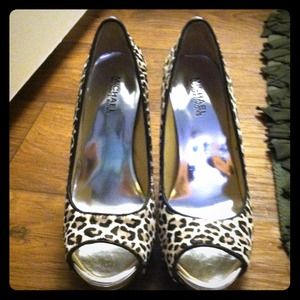 White leopard heels