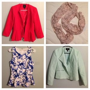 Bundle! 2 blazers, 1 peplum and 1 scarf!