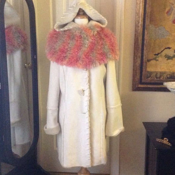 Coldwater Creek Outerwear - White Faux Leather a Fur lined Coat