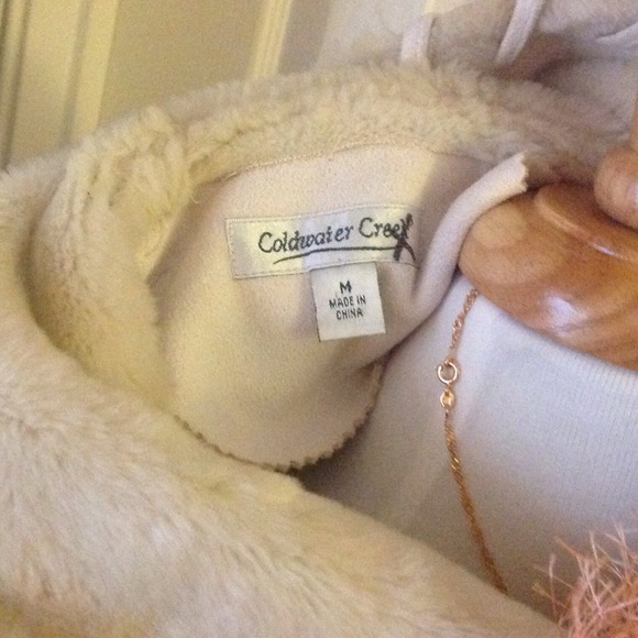 White Faux Leather a Fur lined Coat - Picture 3 of 4