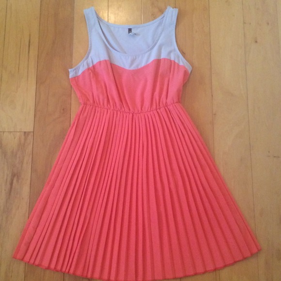 Coral dress.