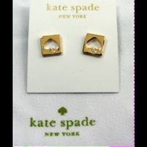 NEW Kate Spade Gold Square Punch Spade Earrings