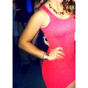 Red Bebe tight mini body con dress