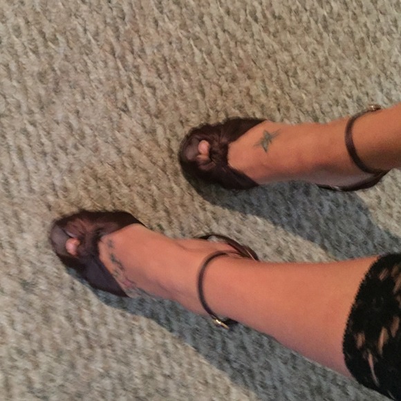 Bebe brown silky high heels
