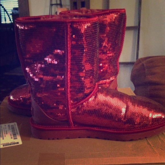 Ugg Sparkle Red Boots Size 10 NIB