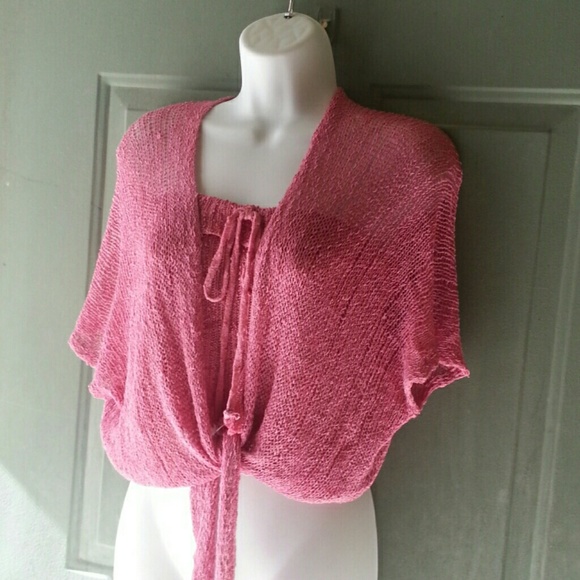 Cotton boucle crop top w/ matching wrap
