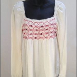Anthropologie C. Keer smocked top, size Large