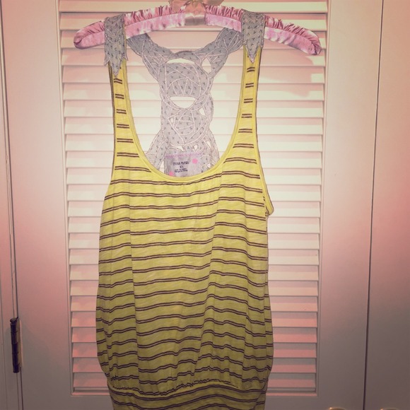 Free People yellow and blue lace top