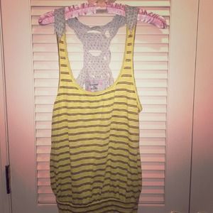 Free People yellow and blue lace top