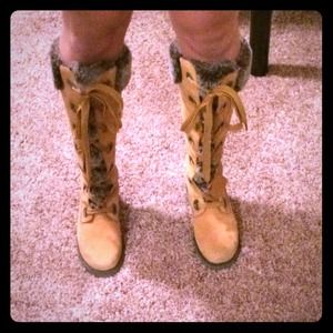 Timberland knee high fur boots