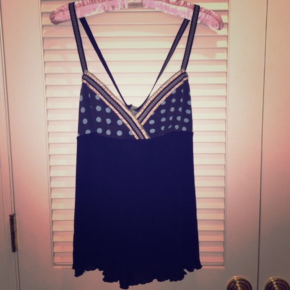 Anthropology black with silk embellishments top