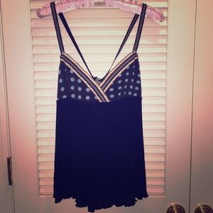 Anthropology black with silk embellishments top