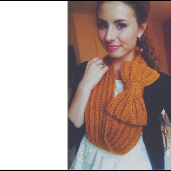 Mustard Yellow Bow Infinity Scarf - Picture 2 of 3