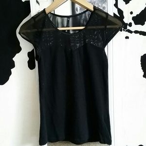 Black Top w/ Mesh Neck Line