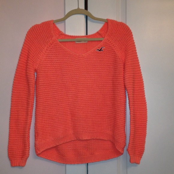 bright salmon Hollister sweater