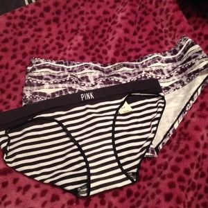 2 PINK panties black+white