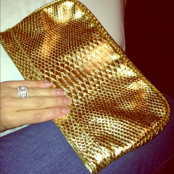 Guess snakeskin print clutch