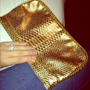 Guess snakeskin print clutch
