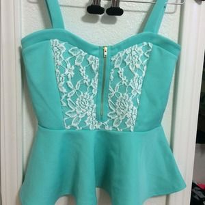 Teal Peplum Style Tank