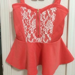 Coral Peplum Style Tank