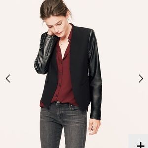 Faux Leather Sleeve Blazer