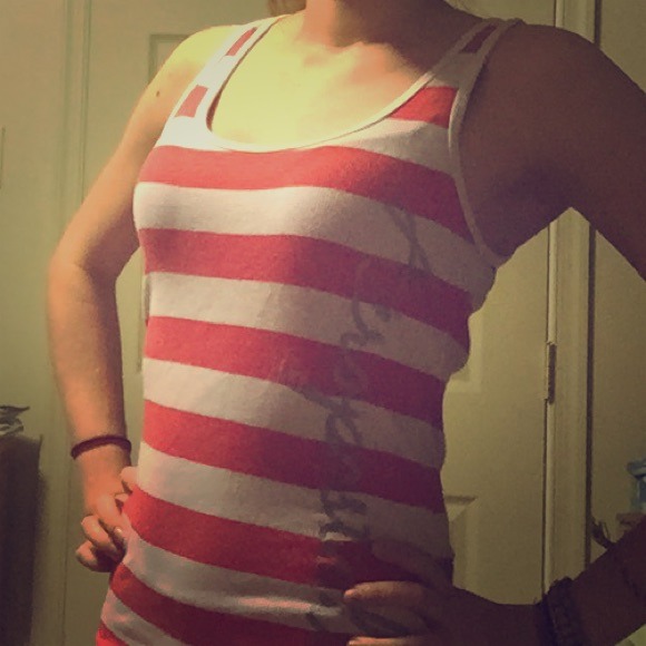 Aeropostale coral stripe tank top
