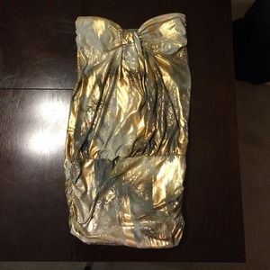 Gold and Grey Marble strapless dress