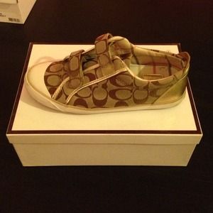 Gold Coach Velcro slip-on sneakers