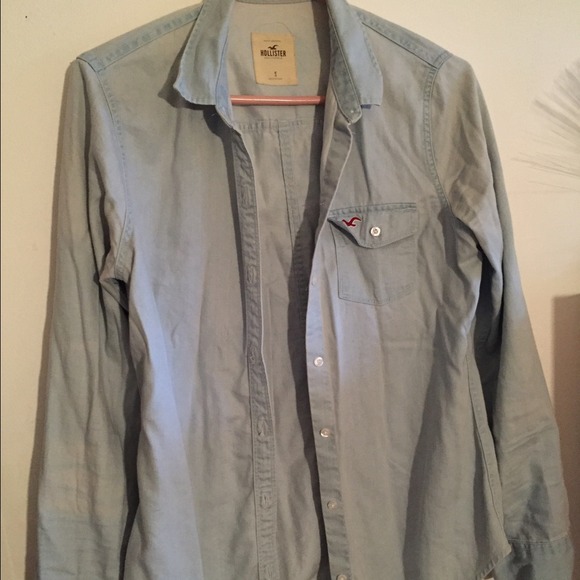 Light wash denim button down shirt