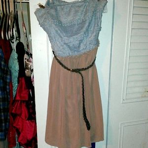 Brown and blue dress