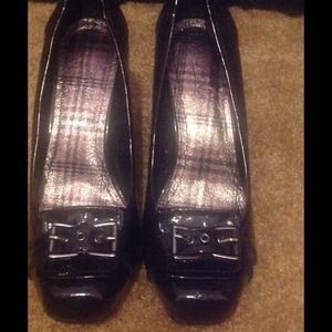 3/$25 Black Patient Buckle Pumps