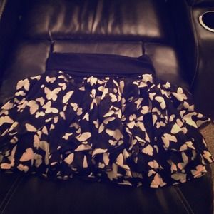 Black and white butterfly ruffled skirt