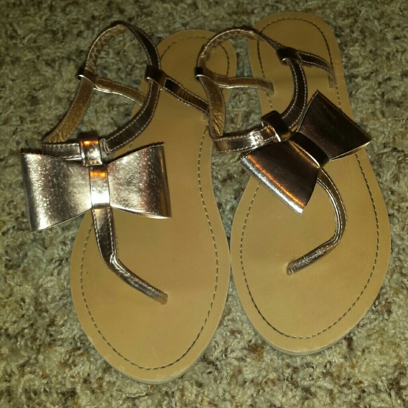 gold bow sandals